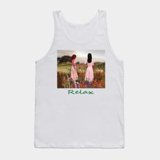 Two women girls walking on hill peace relax, zen,  yoga, buddhism Tank Top